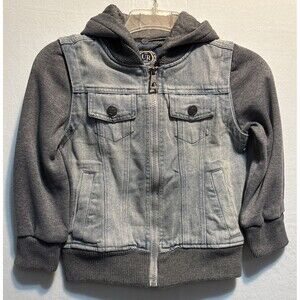 Urban Republic Boys Light Denim & Gray Sleeve Sweat Jean Jacket Size 4.